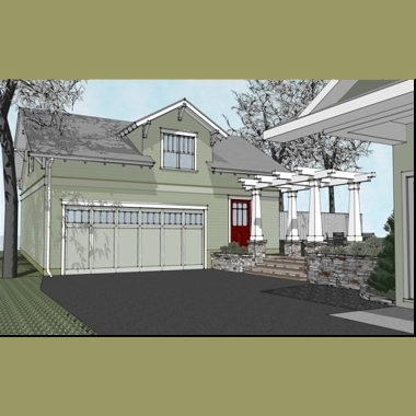 A carriage house for the automobile that looks like it was part of the original home